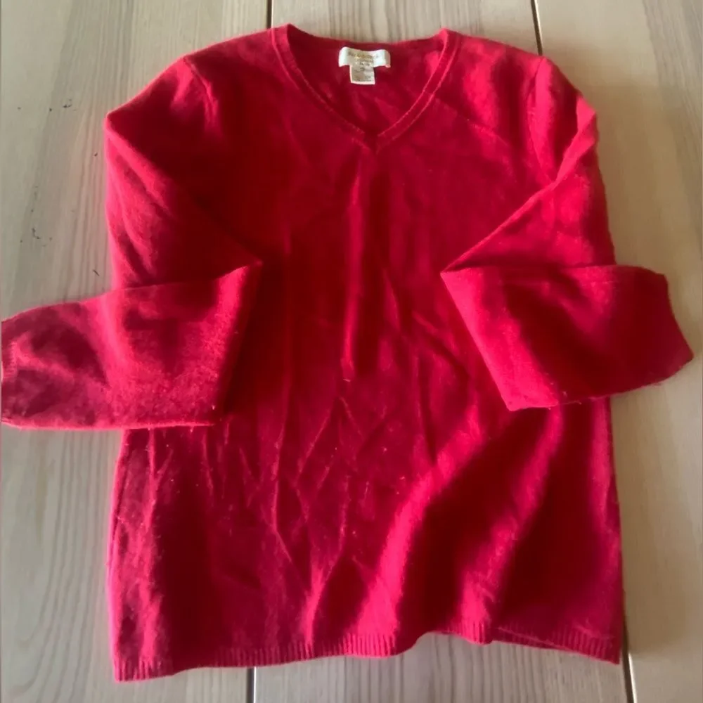 Peck & Peck Red Cashmere Sweater Women’s Petite Large - Picture 3 of 5